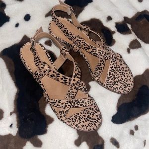 Madewell Alyssa Strappy Sandals | Leopard | Calf Hair | Block Heel | Size 9.5